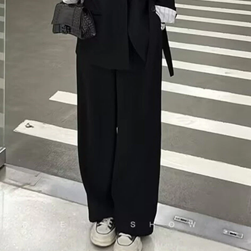 Side Tie Casual Suit Set with Wide Leg Pants For Women - Image 5