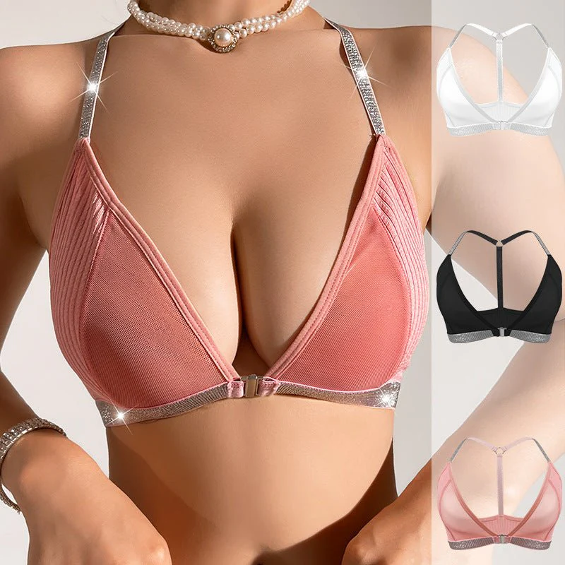 Silver Belt | Side Gather Halter Neck Comfort Bra