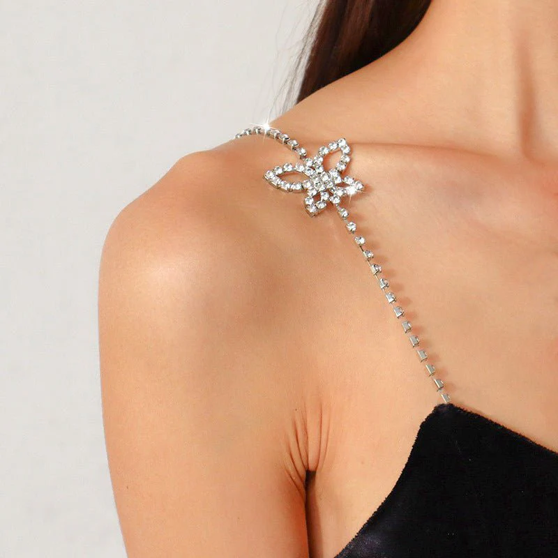 Simple rhinestone butterfly shape shoulder chain high-grade sling chain DIY accessories FD