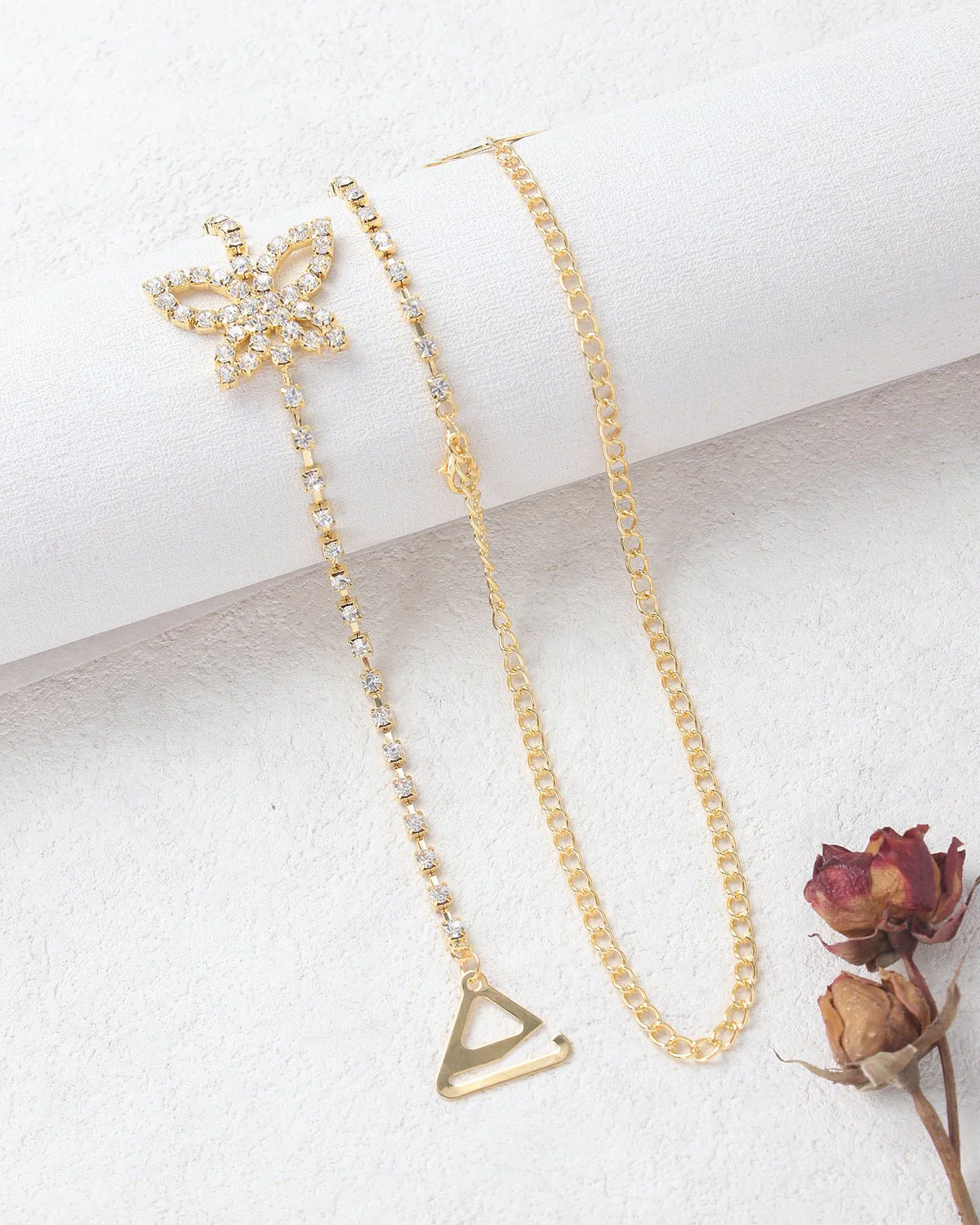 Simple rhinestone butterfly shape shoulder chain high-grade sling chain DIY accessories FD - Image 3
