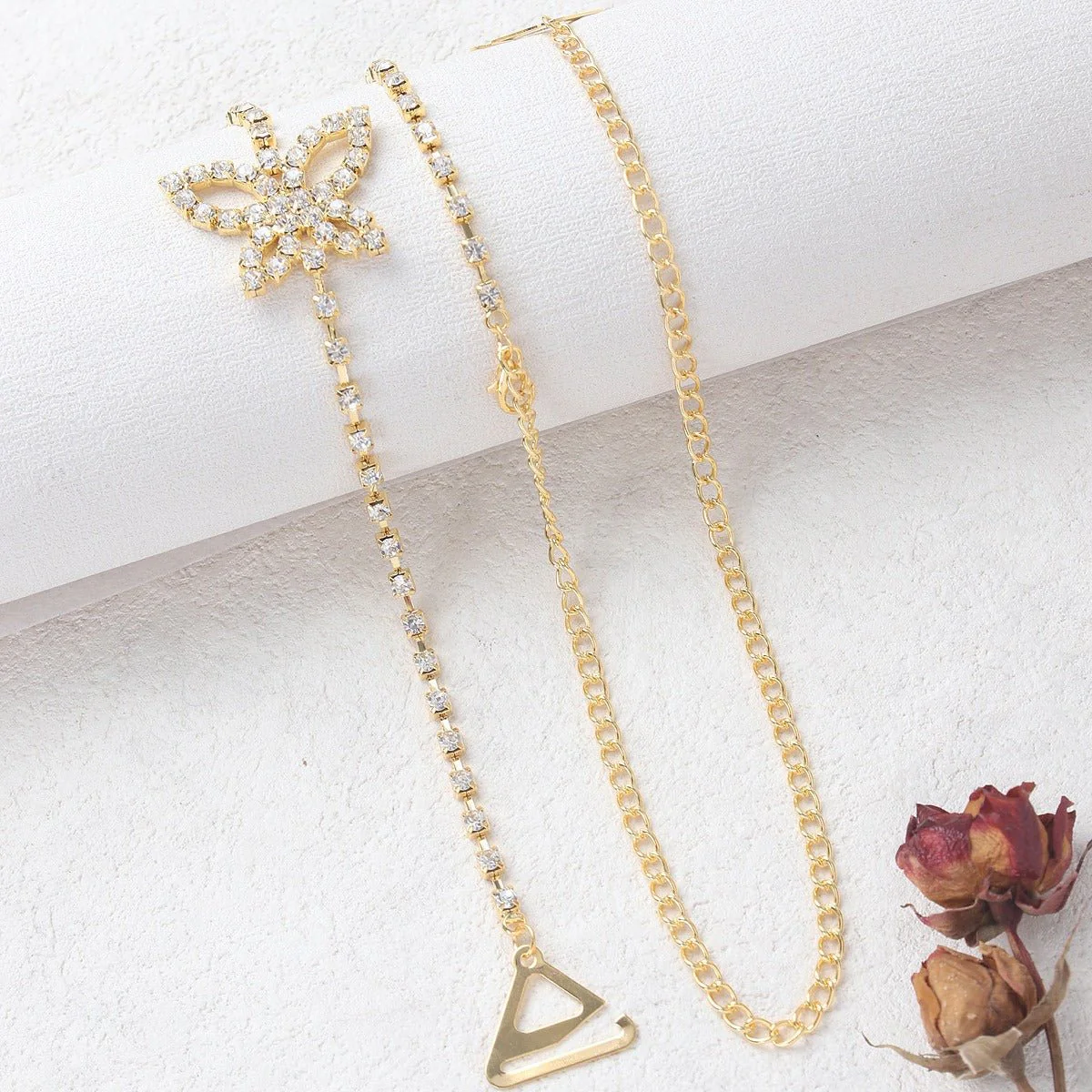 Simple rhinestone butterfly shape shoulder chain high-grade sling chain DIY accessories FD - Image 4