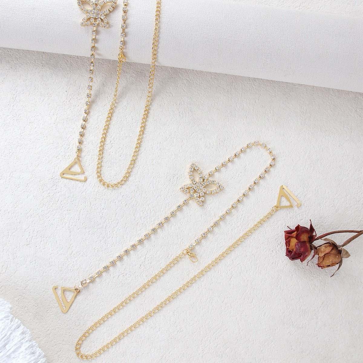 Simple rhinestone butterfly shape shoulder chain high-grade sling chain DIY accessories FD - Image 6