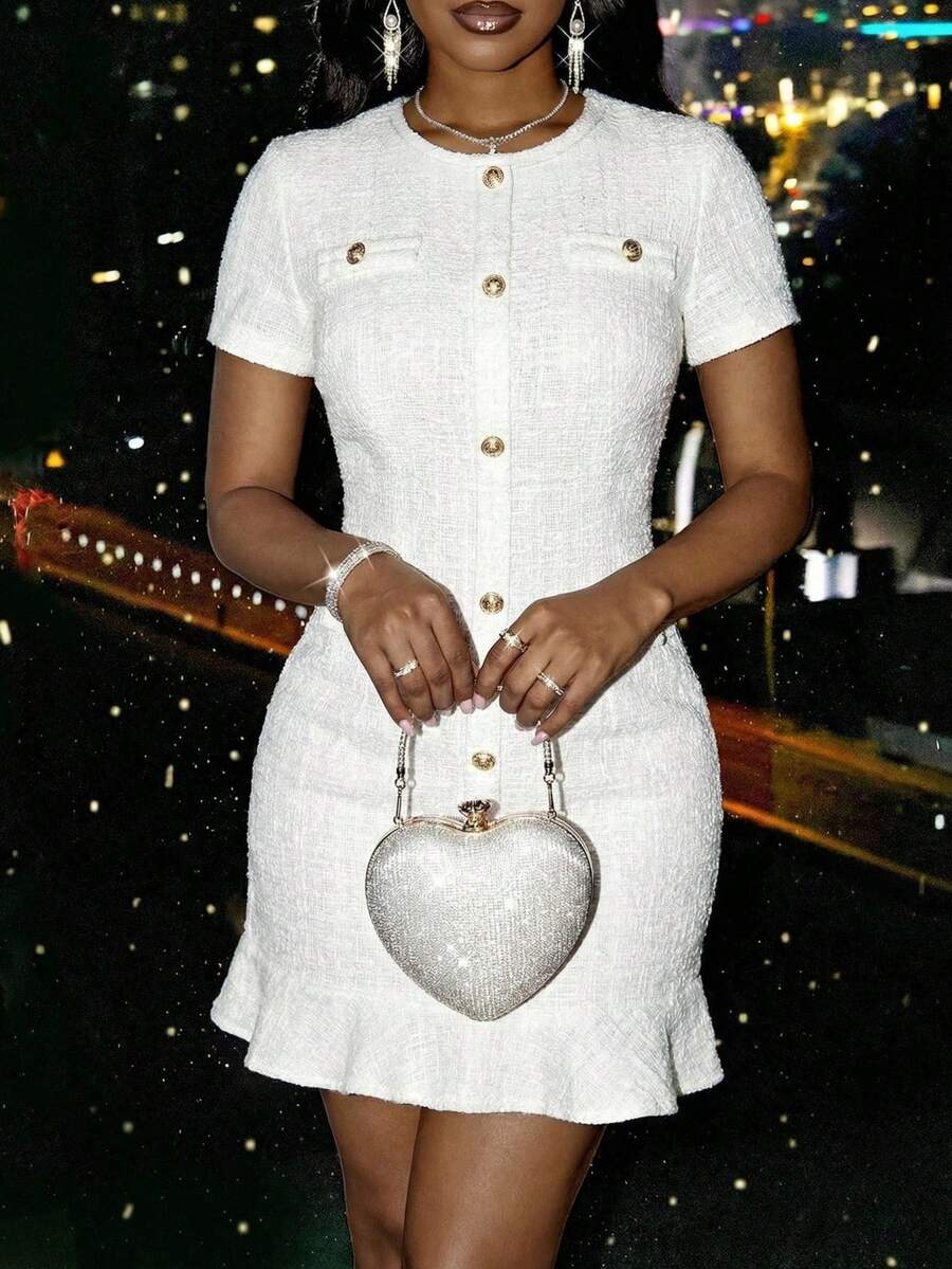 Slaydiva White,Summmer,Elegant,Brunch Women's Mini Dress, - Image 7