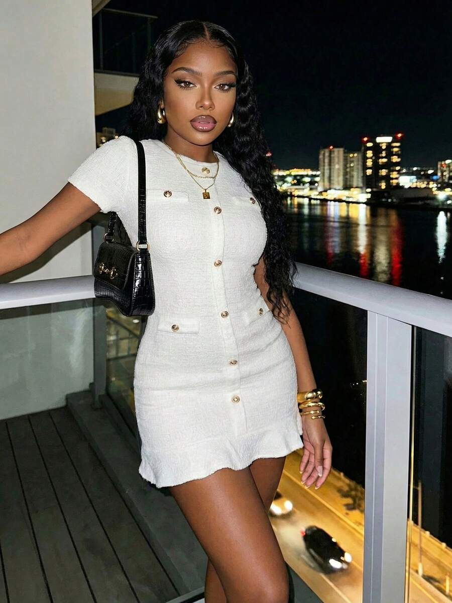 Slaydiva White,Summmer,Elegant,Brunch Women's Mini Dress, - Image 8