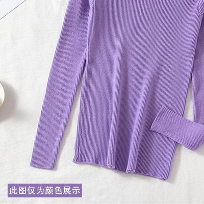 Slim-Fit Semi-Turtleneck Pullover Sweater for Women – Elegant Commuter Style - Image 10