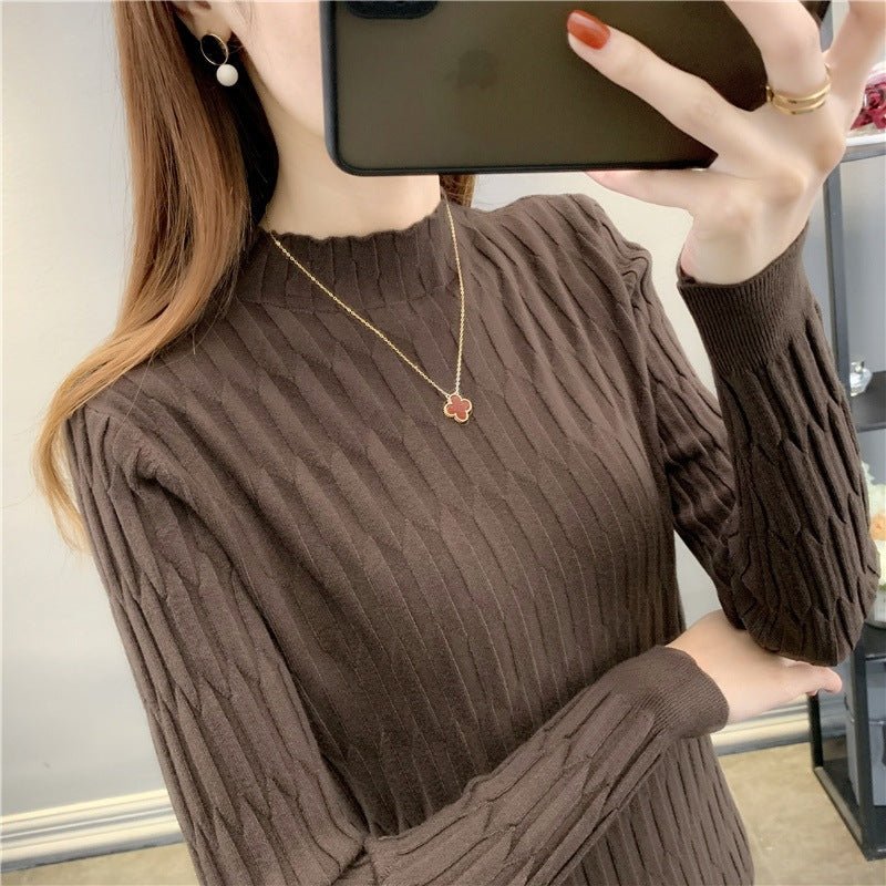 Slim-Fit Semi-Turtleneck Pullover Sweater for Women – Elegant Commuter Style - Image 20