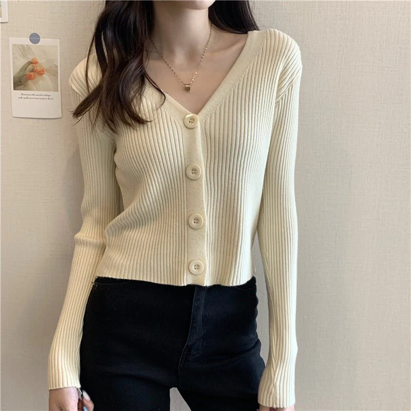 Slim Fit V-Neck Cardigan for Women – Elegant Temperament Commuter Style - Image 11