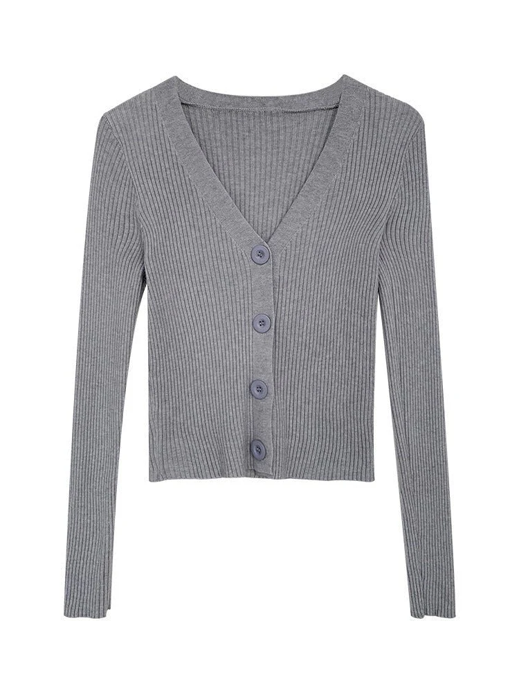 Slim Fit V-Neck Cardigan for Women – Elegant Temperament Commuter Style - Image 5