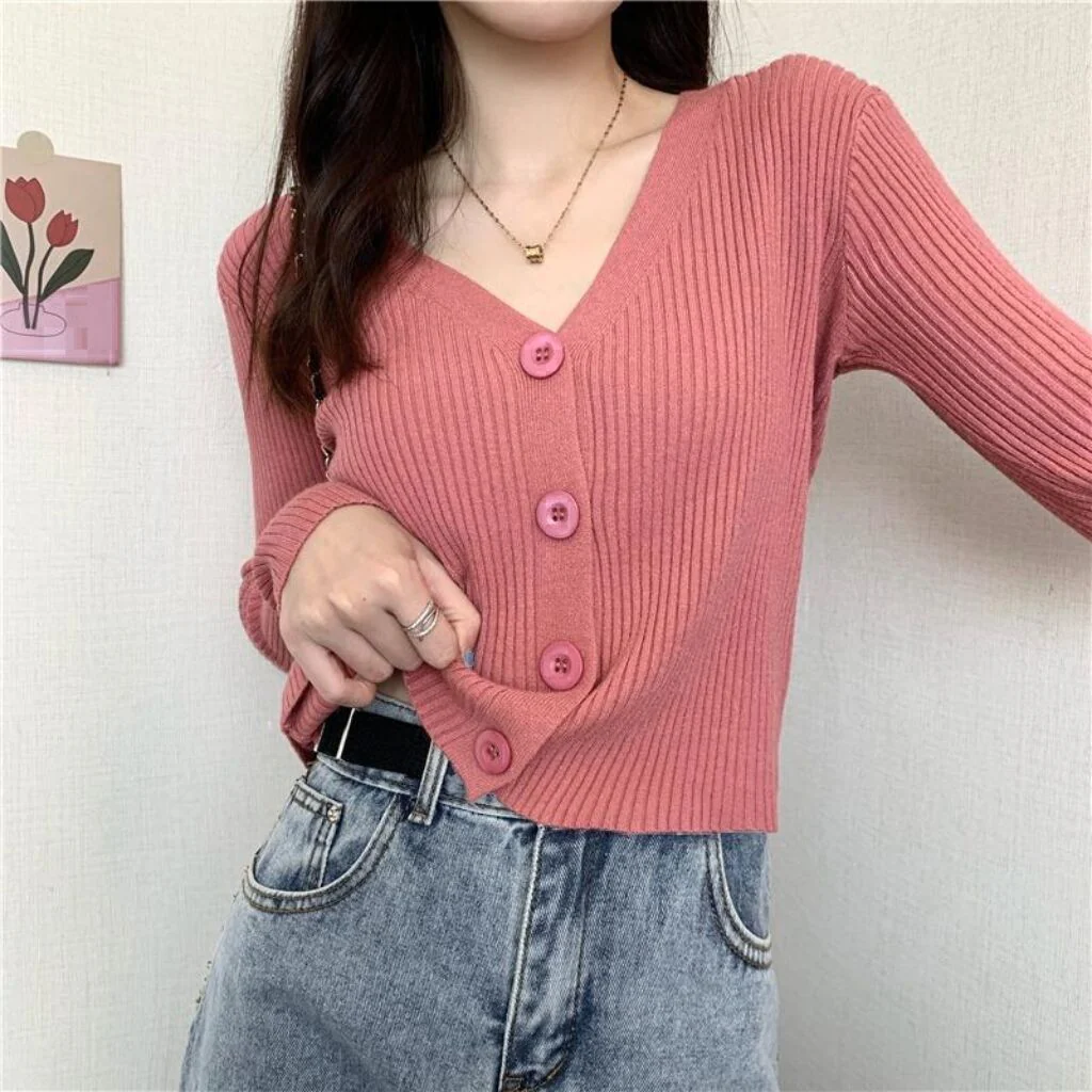 Slim Fit V-Neck Cardigan for Women – Elegant Temperament Commuter Style - Image 7