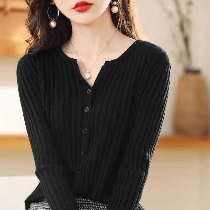 Slim Fit V-Neck Cardigan for Women – Elegant Temperament Commuter Style FD - Image 6