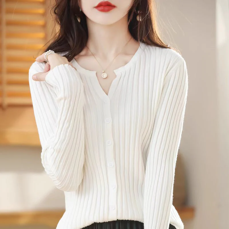 Slim Fit V-Neck Cardigan for Women – Elegant Temperament Commuter Style FD - Image 7