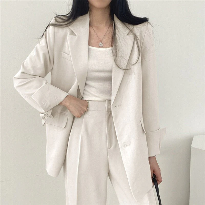 Slim Korean | Single-Breasted Polyester Office Blazer - Image 21