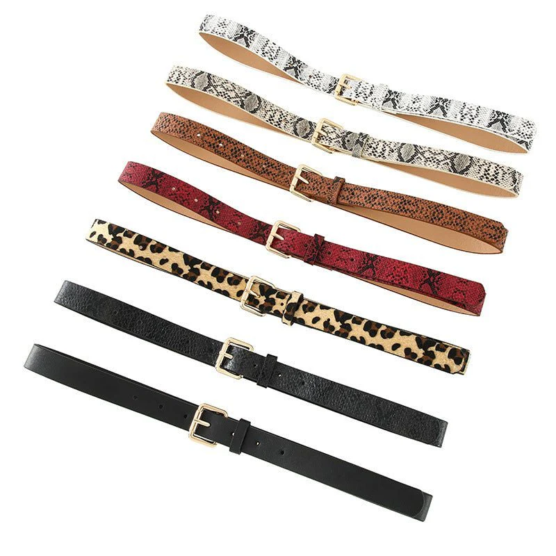 Snake pattern belt women's belt jeans versatile ladies decorative black pants belt student simple trendy casual - Image 10