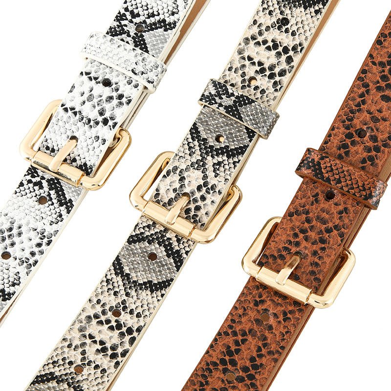 Snake pattern belt women's belt jeans versatile ladies decorative black pants belt student simple trendy casual - Image 11