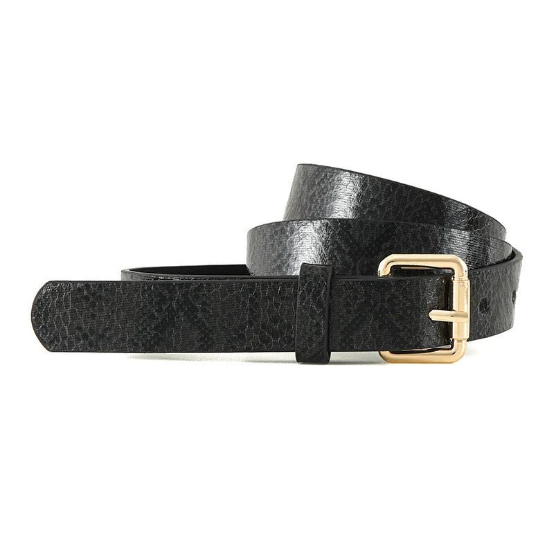 Snake pattern belt women's belt jeans versatile ladies decorative black pants belt student simple trendy casual - Image 2