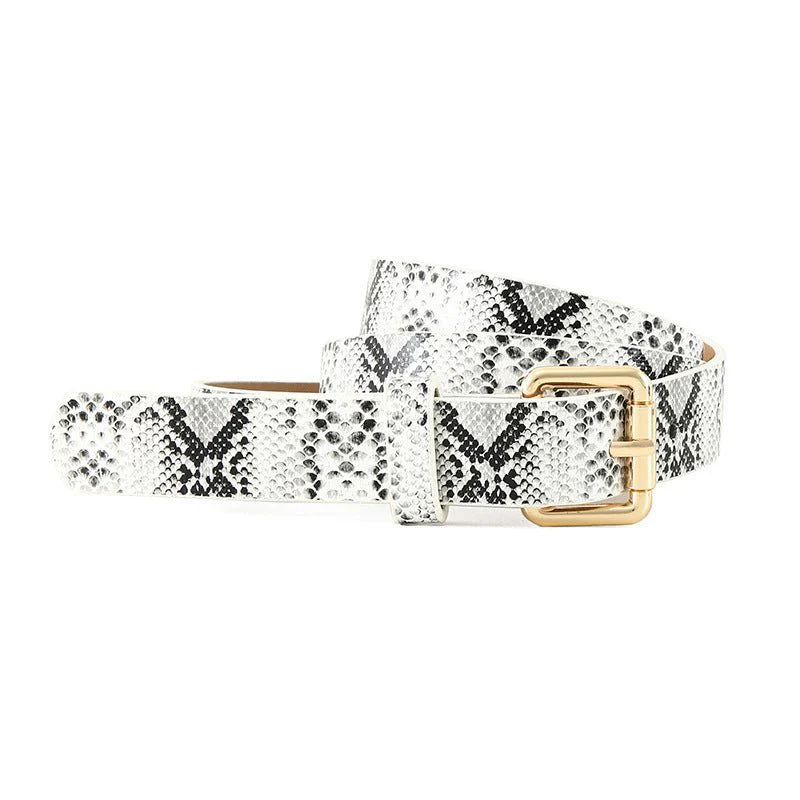 Snake pattern belt women's belt jeans versatile ladies decorative black pants belt student simple trendy casual - Image 3