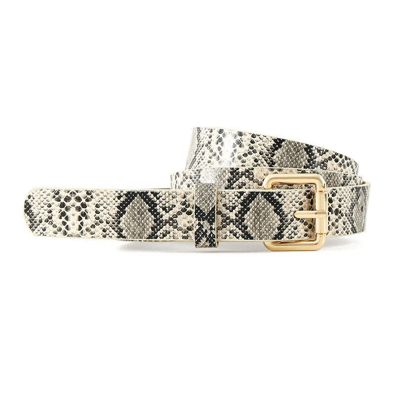 Snake pattern belt women's belt jeans versatile ladies decorative black pants belt student simple trendy casual - Image 4