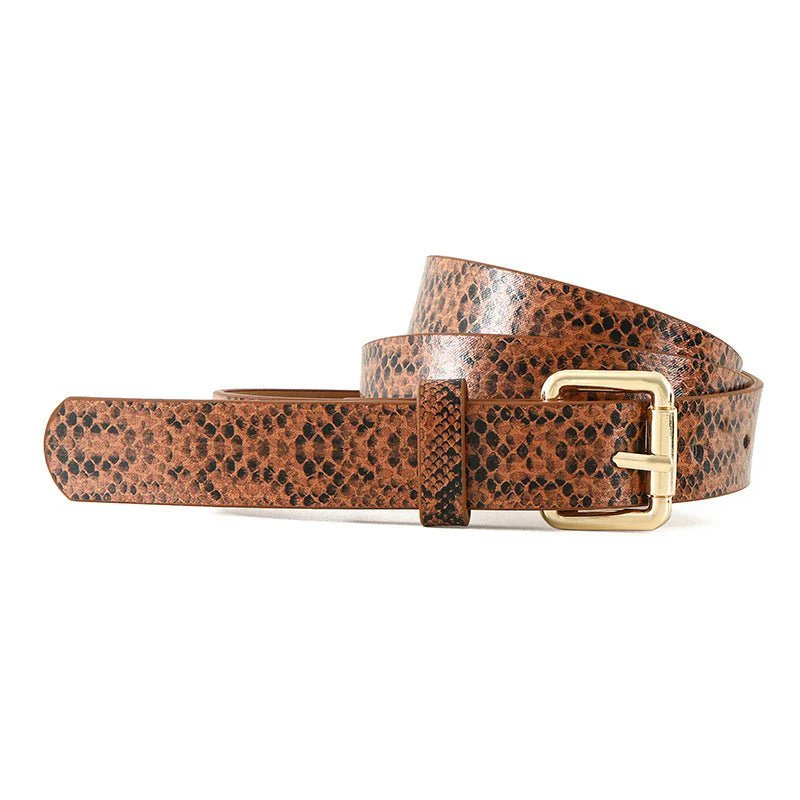 Snake pattern belt women's belt jeans versatile ladies decorative black pants belt student simple trendy casual - Image 5