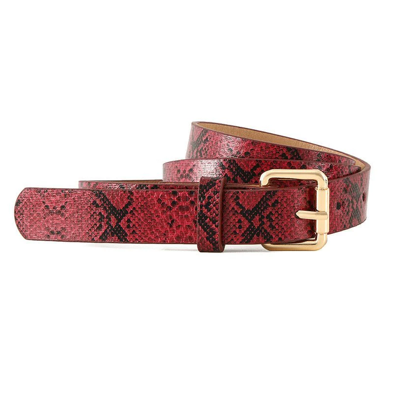 Snake pattern belt women's belt jeans versatile ladies decorative black pants belt student simple trendy casual - Image 6