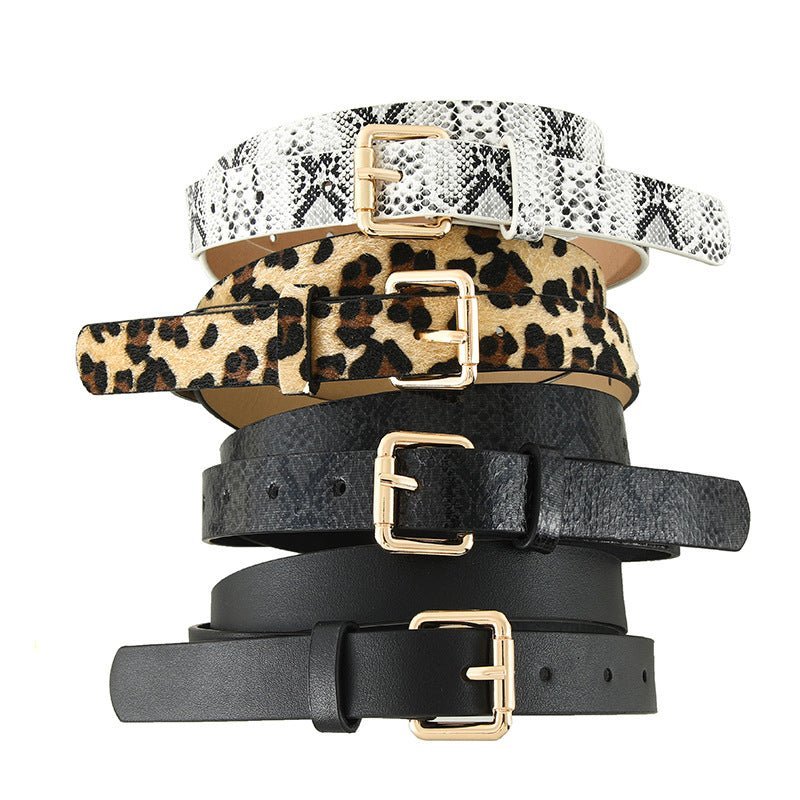 Snake pattern belt women's belt jeans versatile ladies decorative black pants belt student simple trendy casual - Image 9