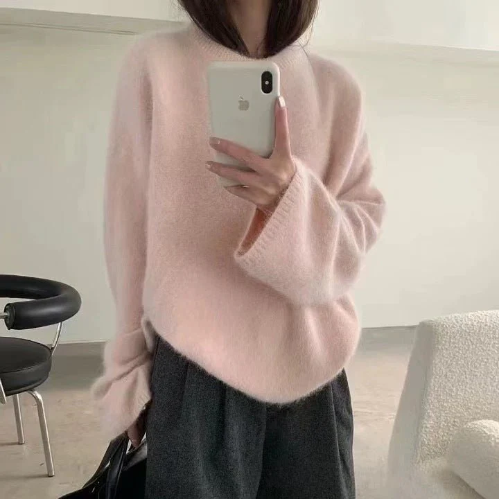 Soft waxy milk fufu imitation mink fleece pullover sweater