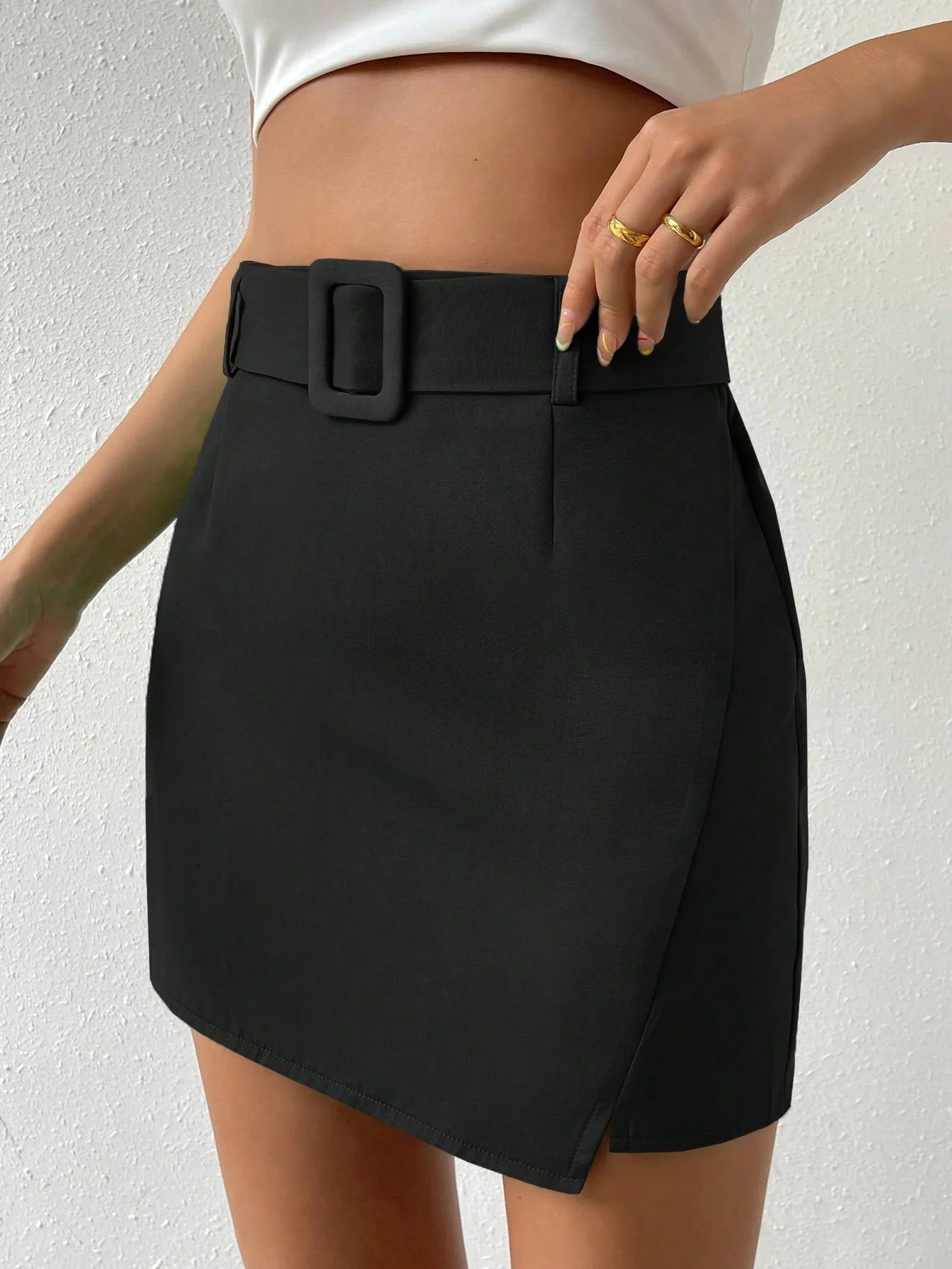 Solid Belted Bodycon Skirt FD - Image 5