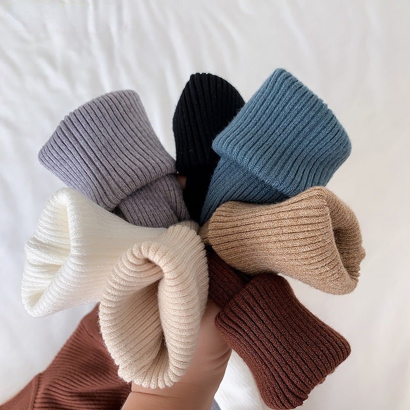 Solid color half turtleneck slim fit knitted winter top - Image 16