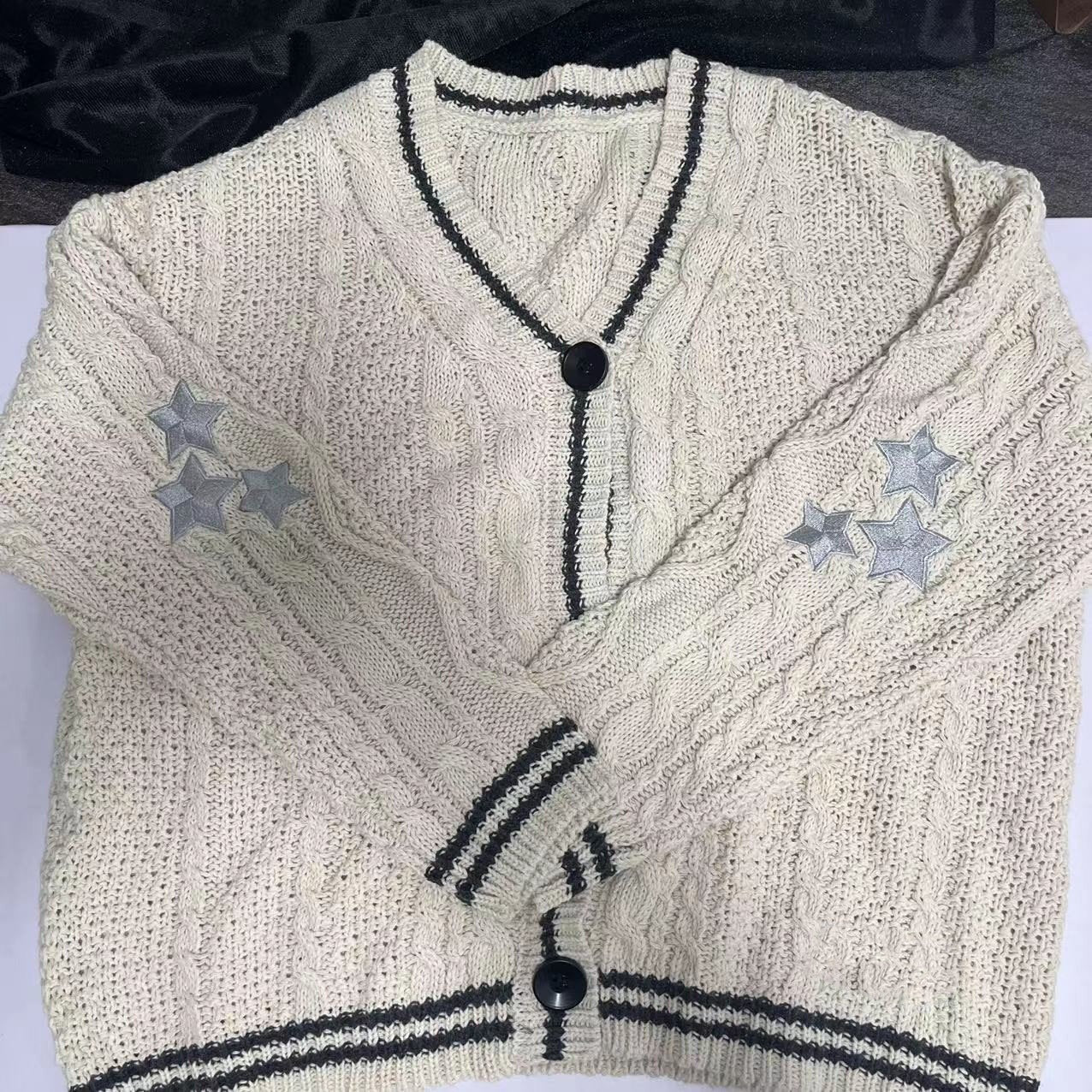 Solid color long-sleeved cardigan for women, bat-wing knitted single-breasted sweater FD - Image 8