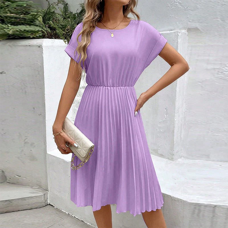 Solid color loose polyester A-shaped skirt Amazon women's clothing - Image 6