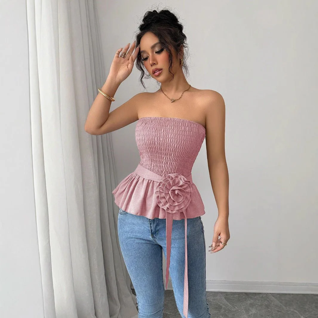 Solid color tube top French unique and beautiful small top - Image 4