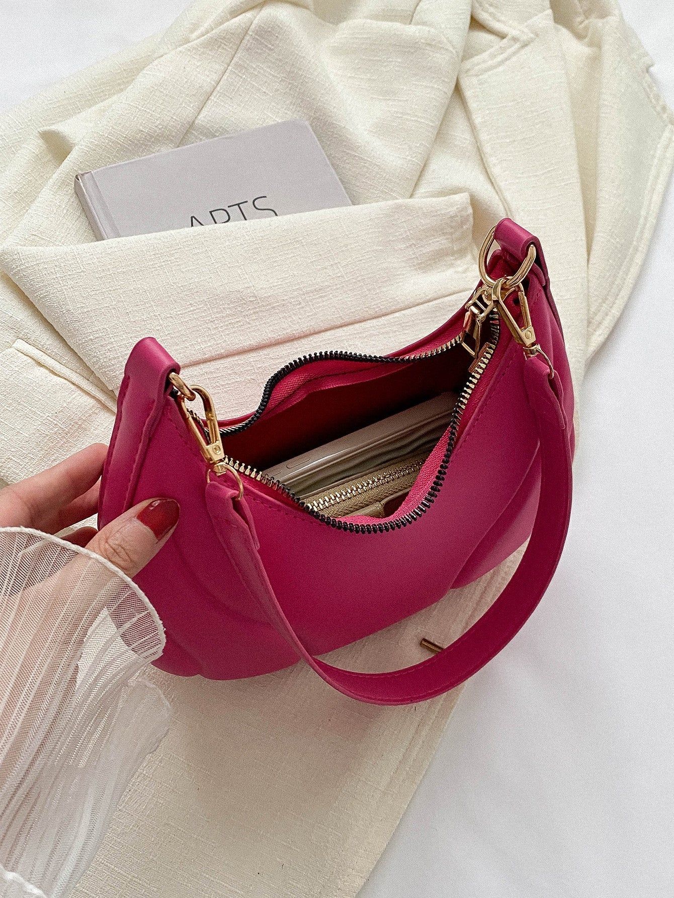 Solid Color Versatile Shoulder Bag For Women - Image 7