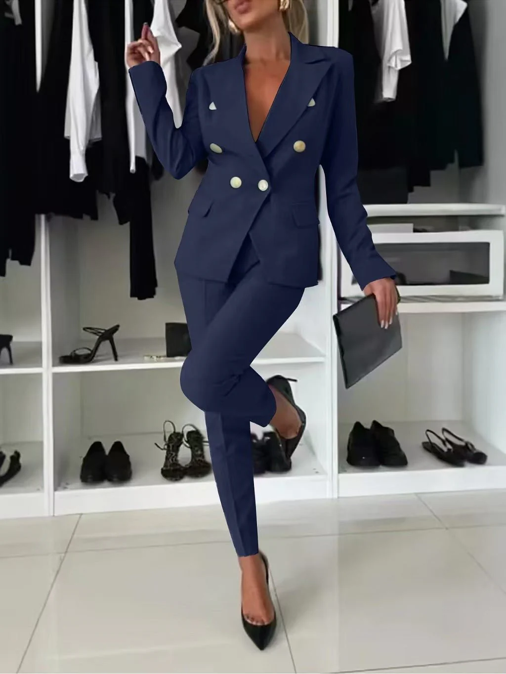 Solid color versatile suit independent fashion with casual pocket - Image 11