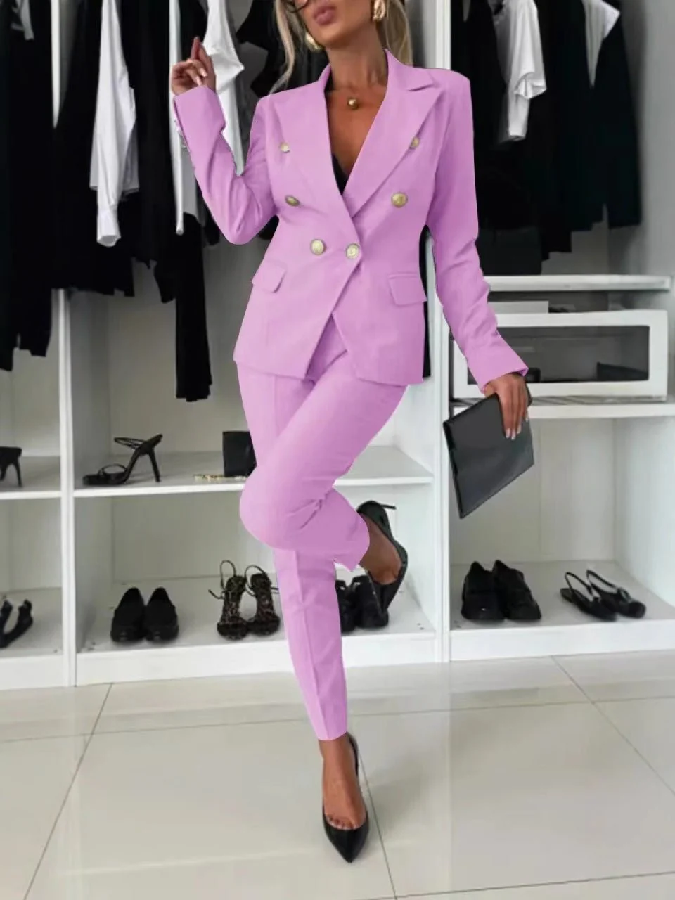 Solid color versatile suit independent fashion with casual pocket - Image 15
