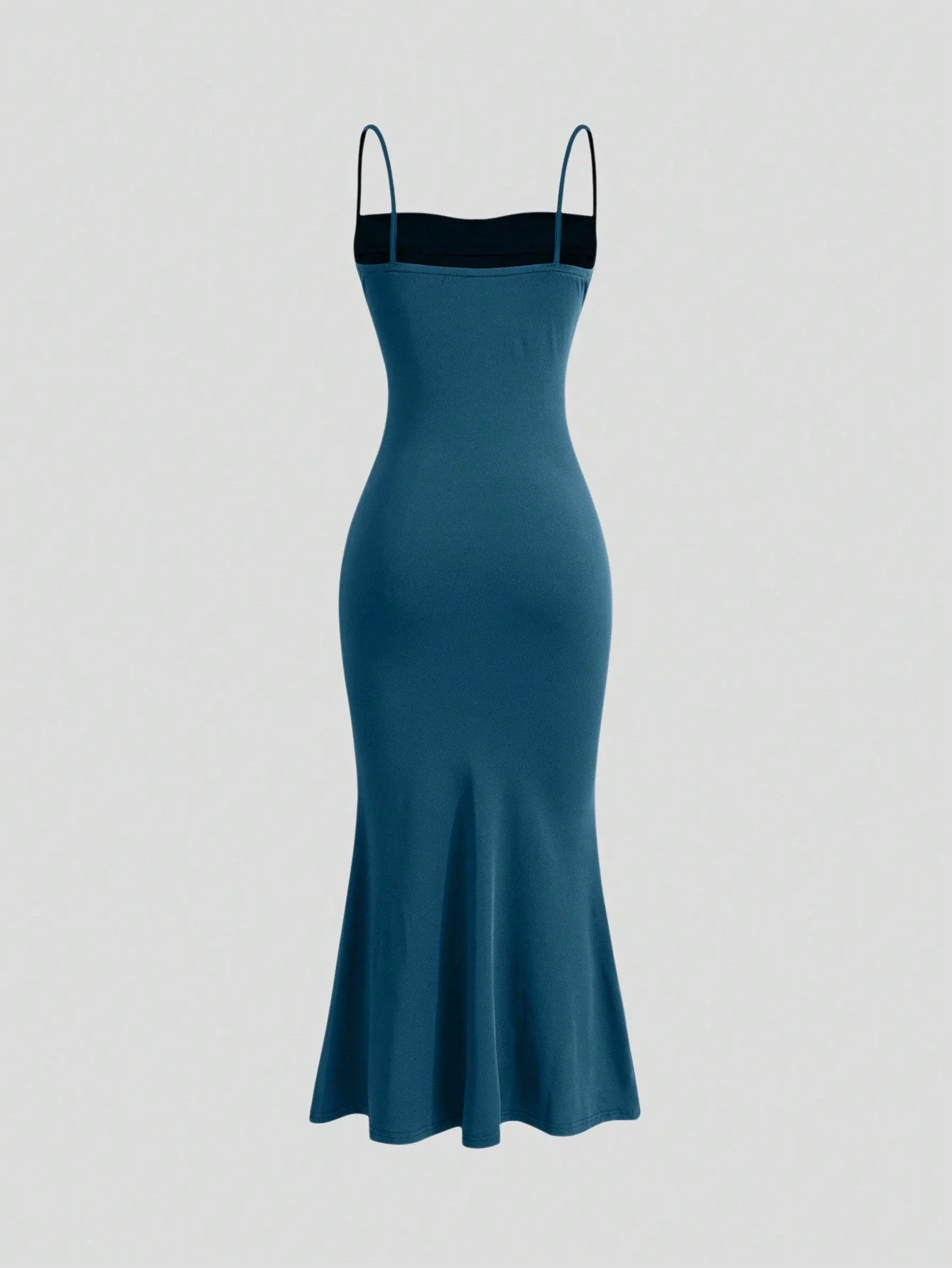 Solid Ruched Mermaid Hem Cami Dress - Image 2