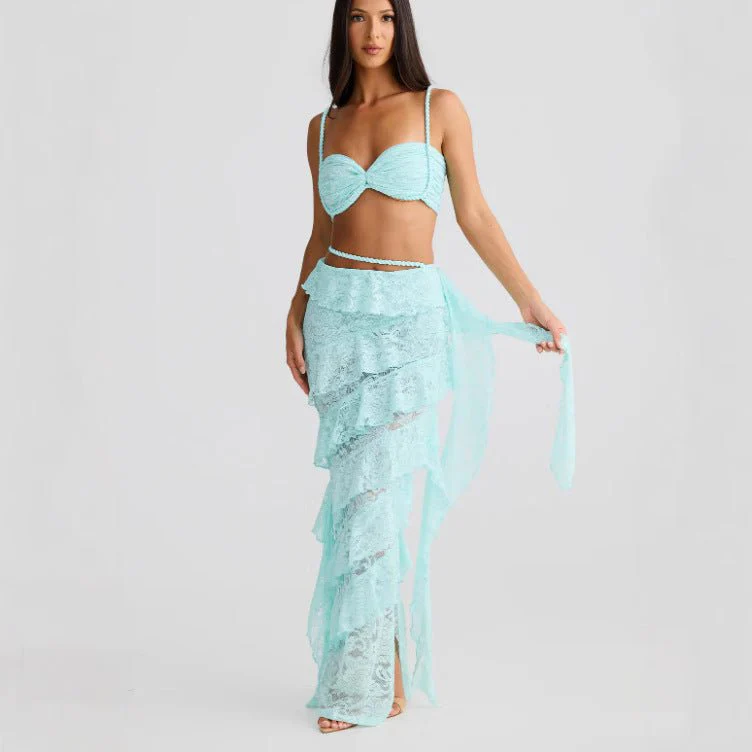 Solis Lace | 2-Piece Halter Suspender & Hip-Wrap Maxi Set - Image 3