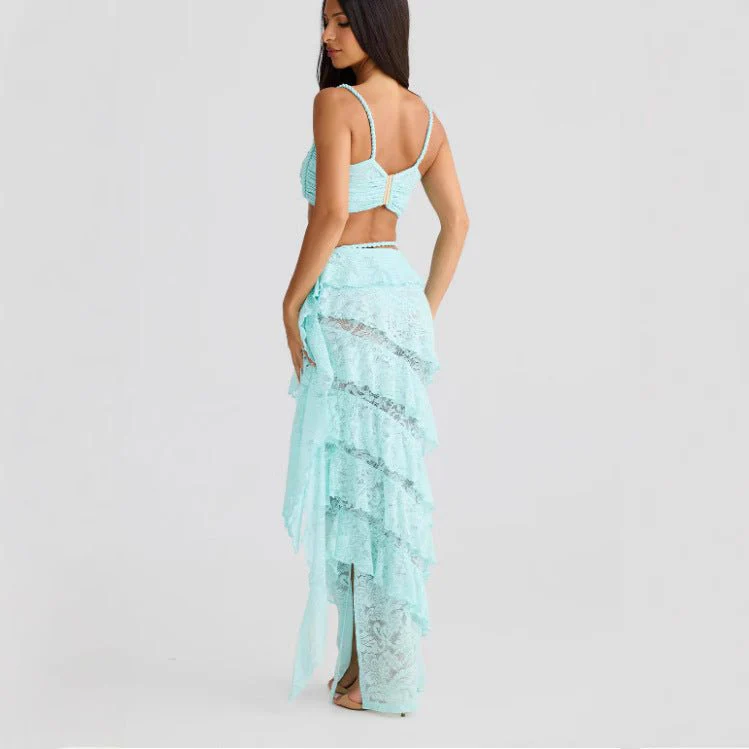 Solis Lace | 2-Piece Halter Suspender & Hip-Wrap Maxi Set - Image 4