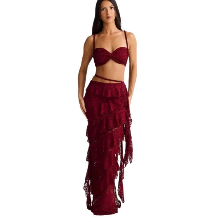 Solis Lace | 2-Piece Halter Suspender & Hip-Wrap Maxi Set - Image 5