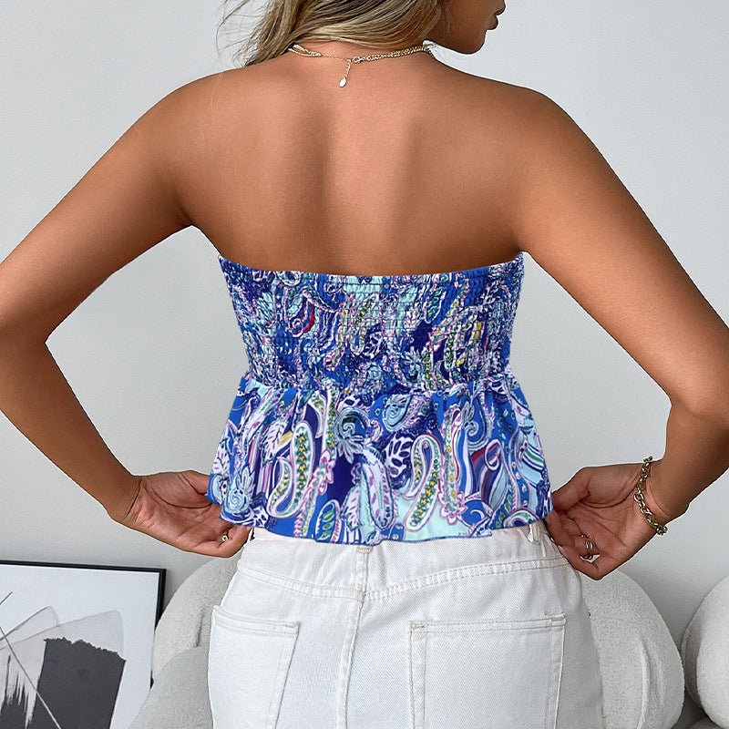 Spice Girls sleeveless tube top pleated waist color off-the-shoulder top women - Image 4