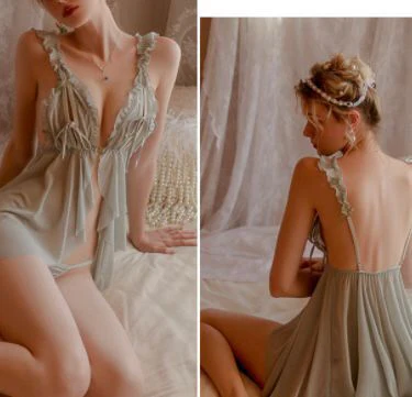 Split hollow sling perspective nightdress - Image 6