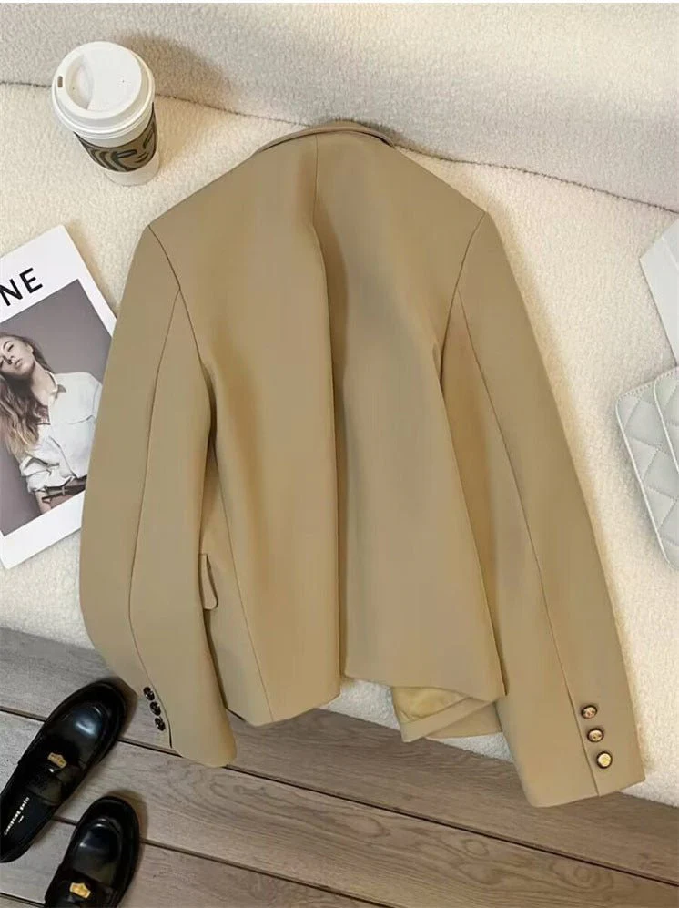 Spring 2025 Trendy College Style Streetwear – Black Casual Short Suit Jacket - Image 11