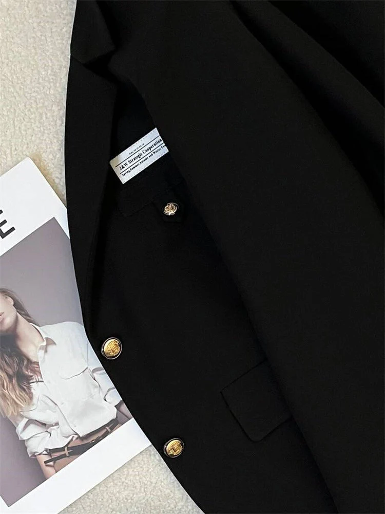 Spring 2025 Trendy College Style Streetwear – Black Casual Short Suit Jacket - Image 19