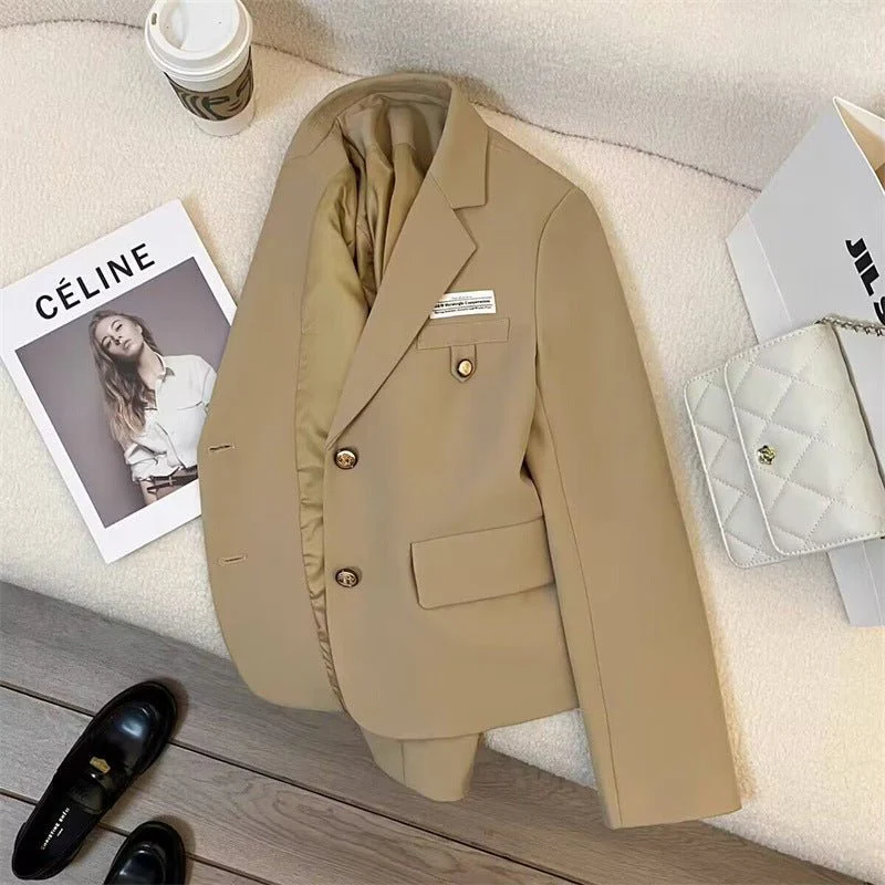 Spring 2025 Trendy College Style Streetwear – Black Casual Short Suit Jacket - Image 2