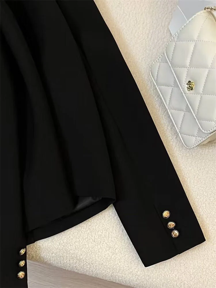 Spring 2025 Trendy College Style Streetwear – Black Casual Short Suit Jacket - Image 20