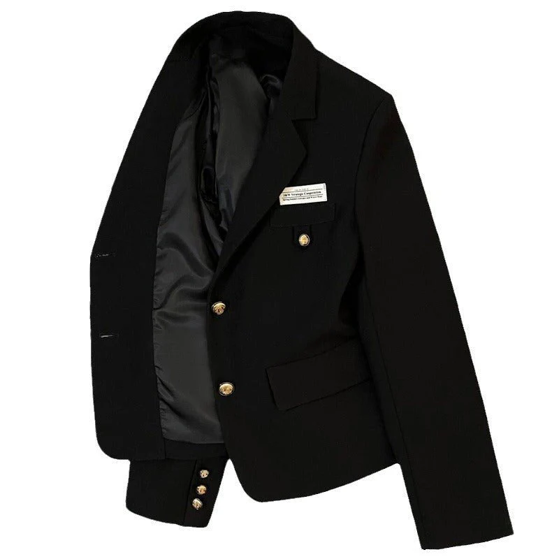 Spring 2025 Trendy College Style Streetwear – Black Casual Short Suit Jacket FD - Image 5