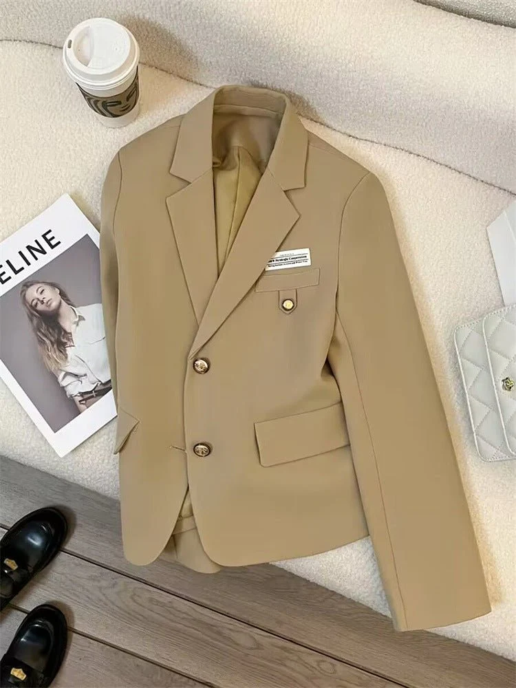 Spring 2025 Trendy College Style Streetwear – Black Casual Short Suit Jacket FD - Image 6