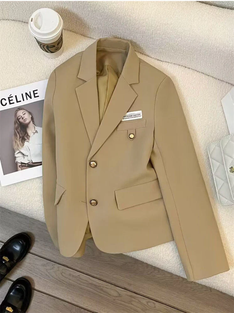 Spring 2025 Trendy College Style Streetwear – Black Casual Short Suit Jacket FD - Image 8
