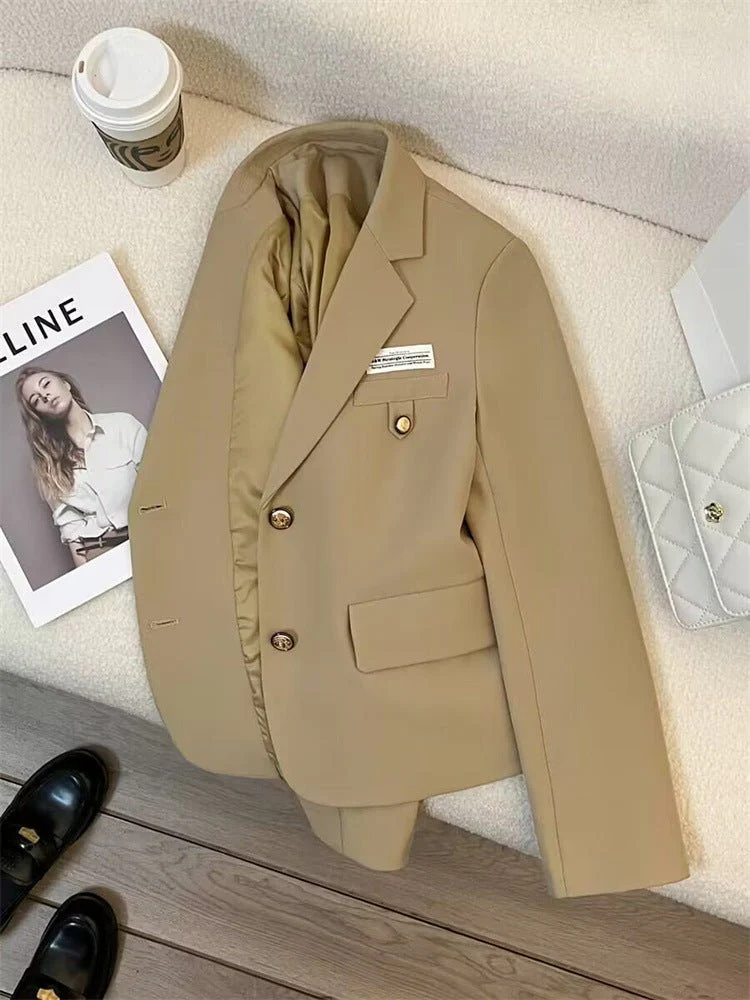 Spring 2025 Trendy College Style Streetwear – Black Casual Short Suit Jacket FD - Image 9