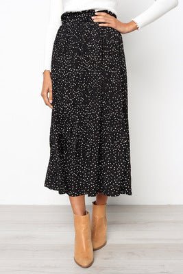 Step into the fashion polka dot style pocket pleated skirt long skirt - Image 3