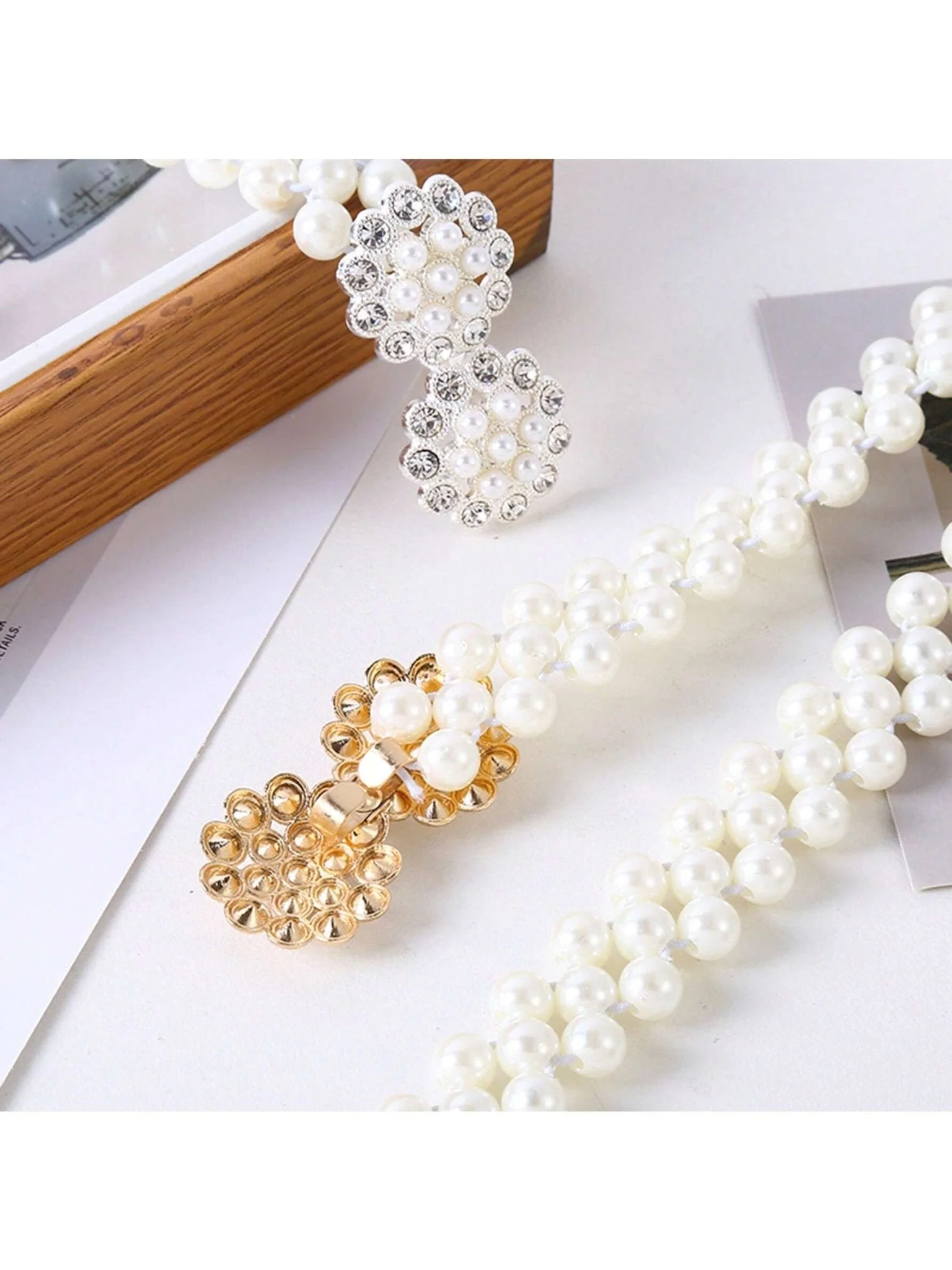 Stretch Pearl Belt Adjustable Rhinestones FD - Image 4