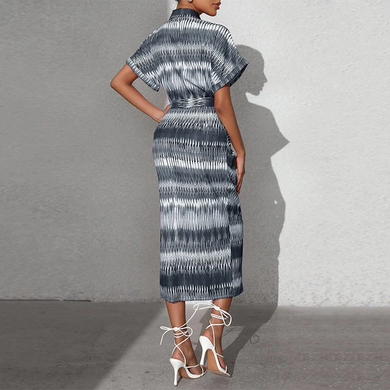 Striped lace-up cardigan dress - Image 2
